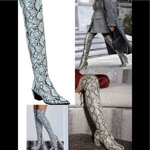 Gianni Bini ALYIRAA Snake Print Stretch Over the Knee Boot